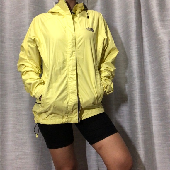 light yellow north face rain jacket